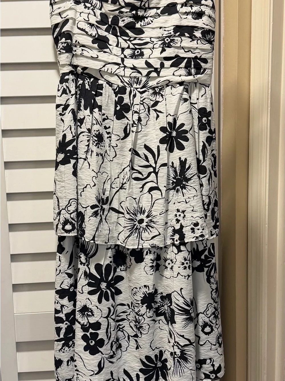 Abercrombie & Fitch Black & White Floral Tiered Maxi Dress